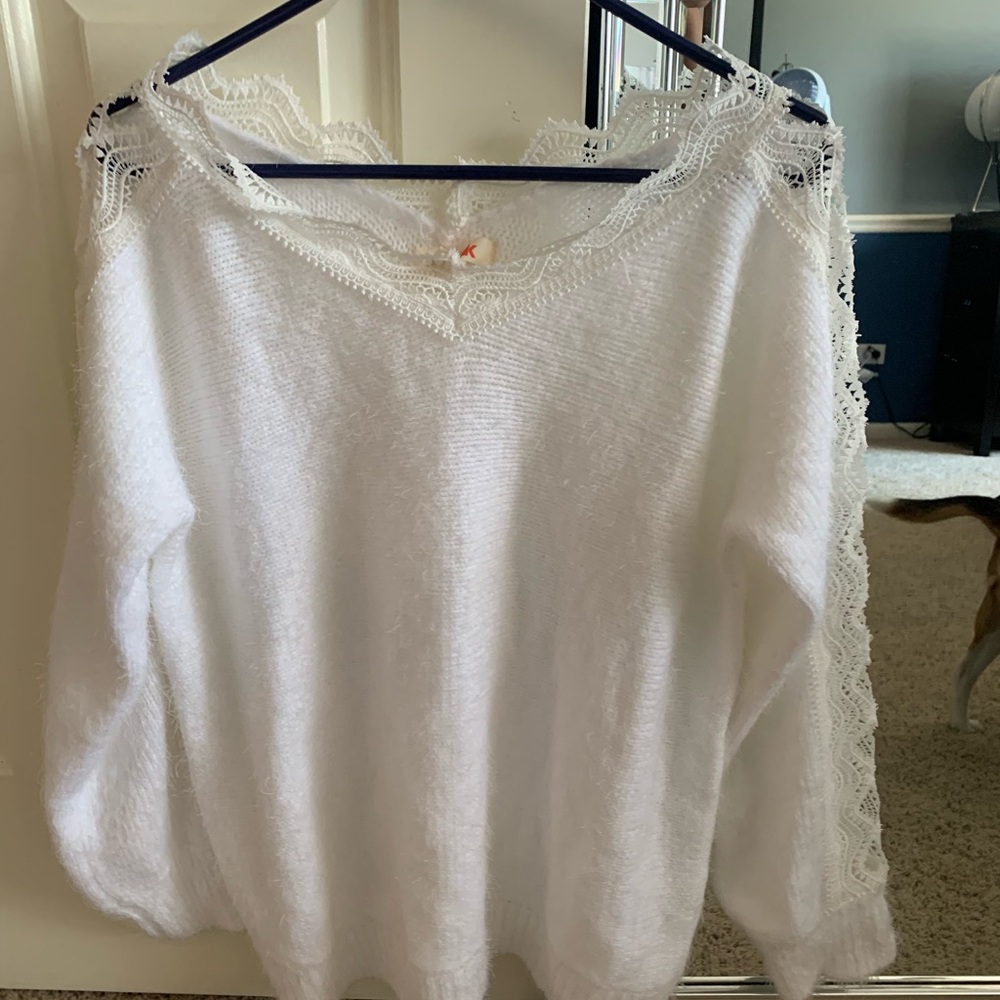 Fuzzy White Sweater